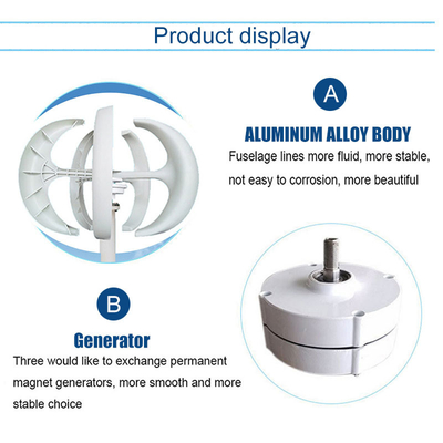 OEM ODM Tua bin gió trục đứng gắn trên mái nhà 200W 12V Máy xay gió dọc để sử dụng trong gia đình